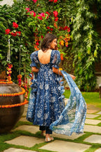 Aayaa Designer Printed Tebby Silk Suit - Multi Color