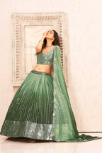 Green Faux Georgette Heavy Sequence work Lehenga Choli with Dupatta - Dhvani