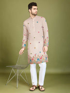 Vastranavya Ivory Exclusive Festival Wear Viscose Silk Thread & Sequence Embroidered Work Kurta