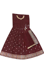 Dwiden Maroon Queen Tafetta Sattin Semi-Stitched Girl's Lehenga Choli