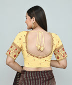 Joban Fashion Women's Light Yellow Embroidered Stitched Blouse - Distacart