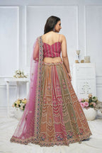 Kesar Fab Multi-Onion Net Embroidered Lehenga