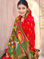 Shree Shyam Fashion Red Pochampally Silk Saree - Distacart