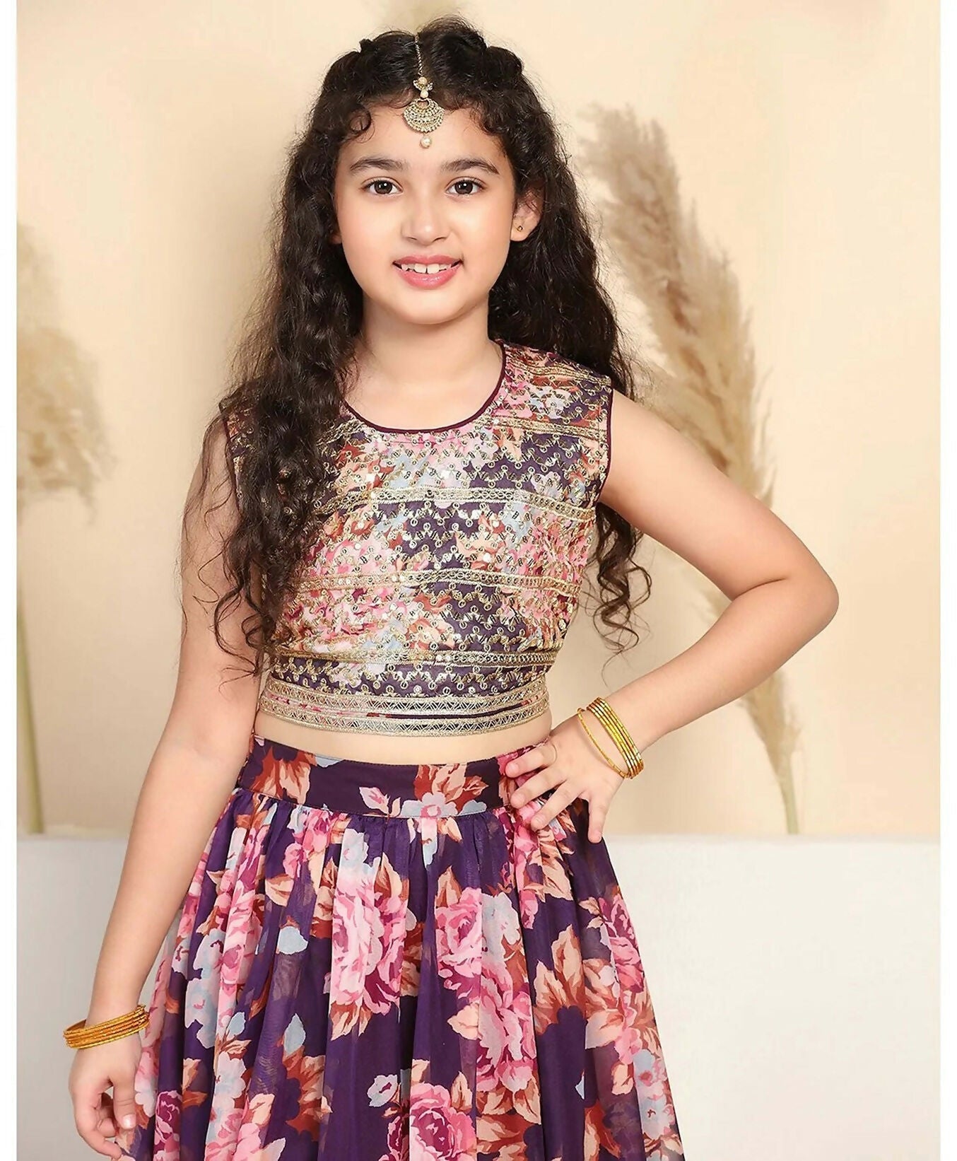 Joban Fashion Girl's Wine Color Lehenga Choli