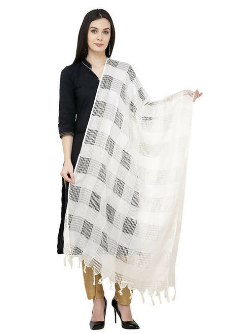 Mominos Fashion Moeza White Window Cotton Dupatta
