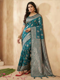 Shree Shyam Fashion Sea Green Silk Blend Saree - Distacart