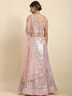 Jyoti Fashion Premium Pink Faux Georgette 3MM & 7MM Sequins Embroidery Lehenga Choli with Dupatta