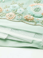 House of Panchhi Sea Green Net Sequins and Zarkan embroidery Lehenga choli & Dupatta