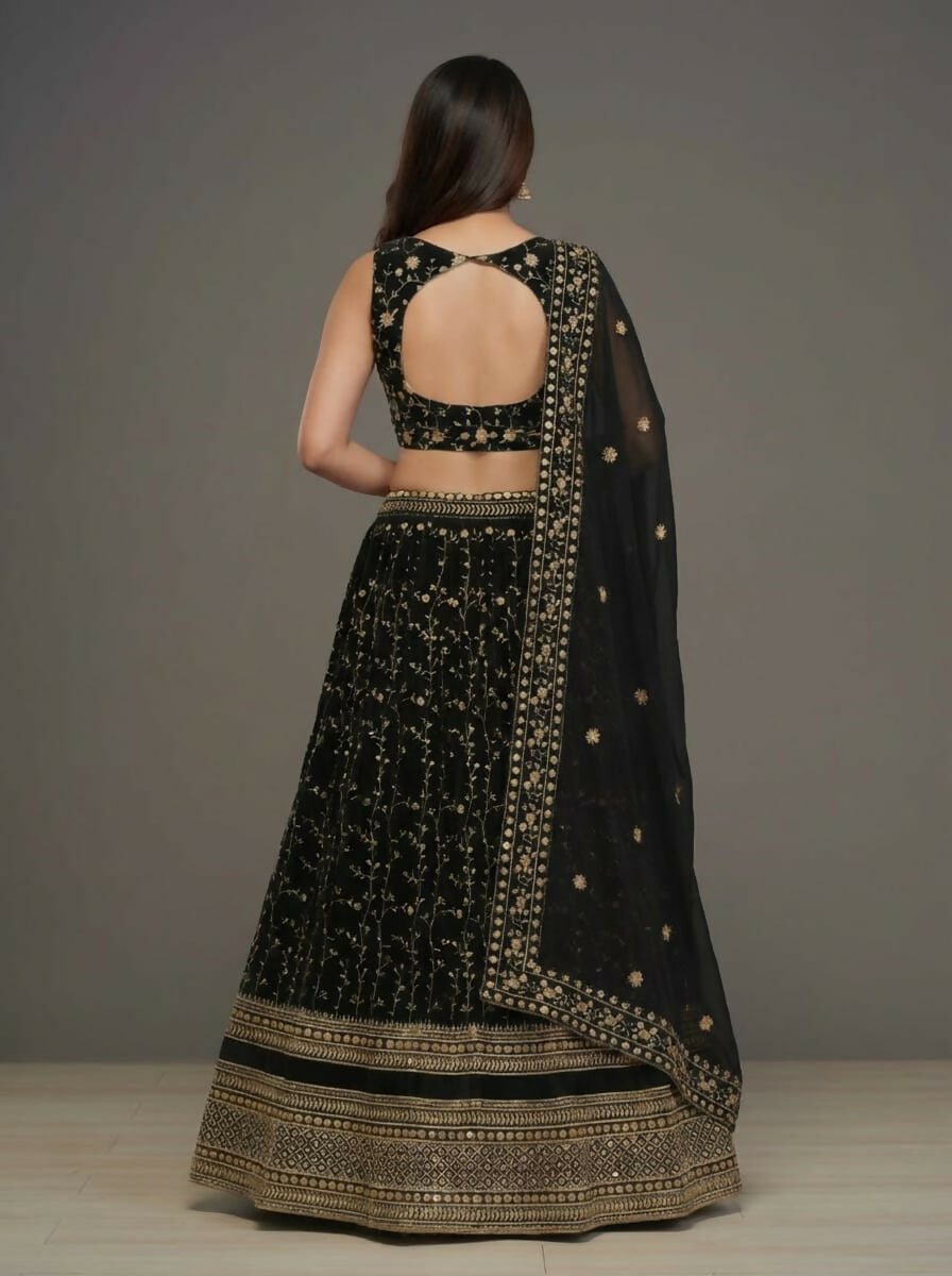Lehenga Mart Designer Indian Wedding Lehenga Choli-Black - Distacart