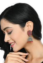 Mominos Fashion Johar Kamal Kundan Work Jhumka With Red Beads - Distacart