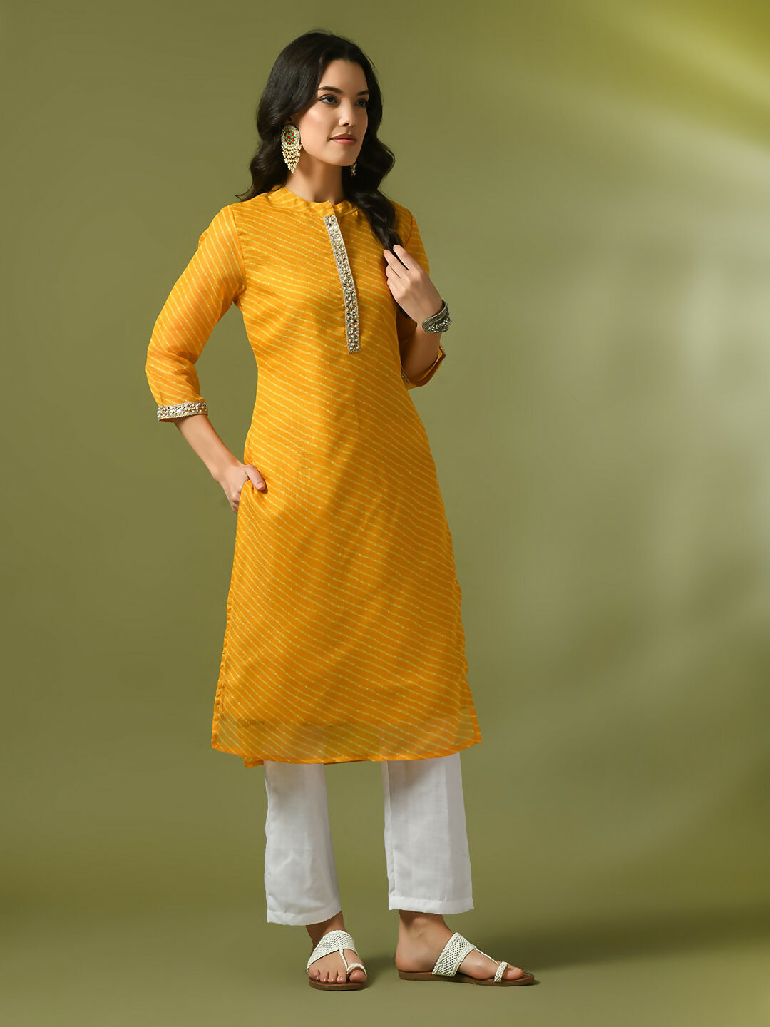 Myshka Women's Yellow Printed Cotton Blend Straight Party Kurta Set