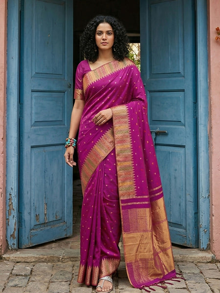 Shree Shyam Fashion Magenta Silk Blend Saree