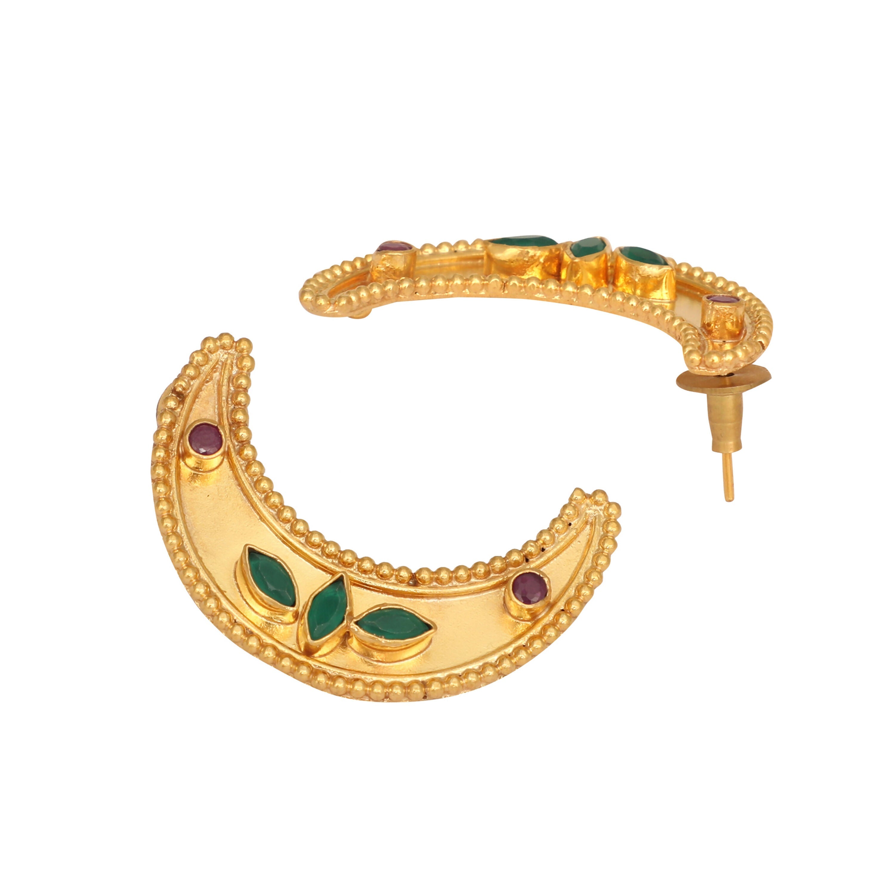 Nuyug 22K Gold Plated Green Lunar Earrings - Distacart