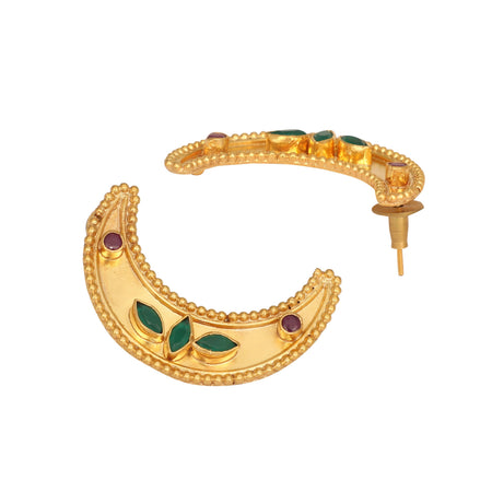 Nuyug 22K Gold Plated Green Lunar Earrings