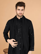 Vastranavya Black Exclusive Festival Wear Viscose Silk Thread with Sequence Embroidered Work Kurta with Dupatta