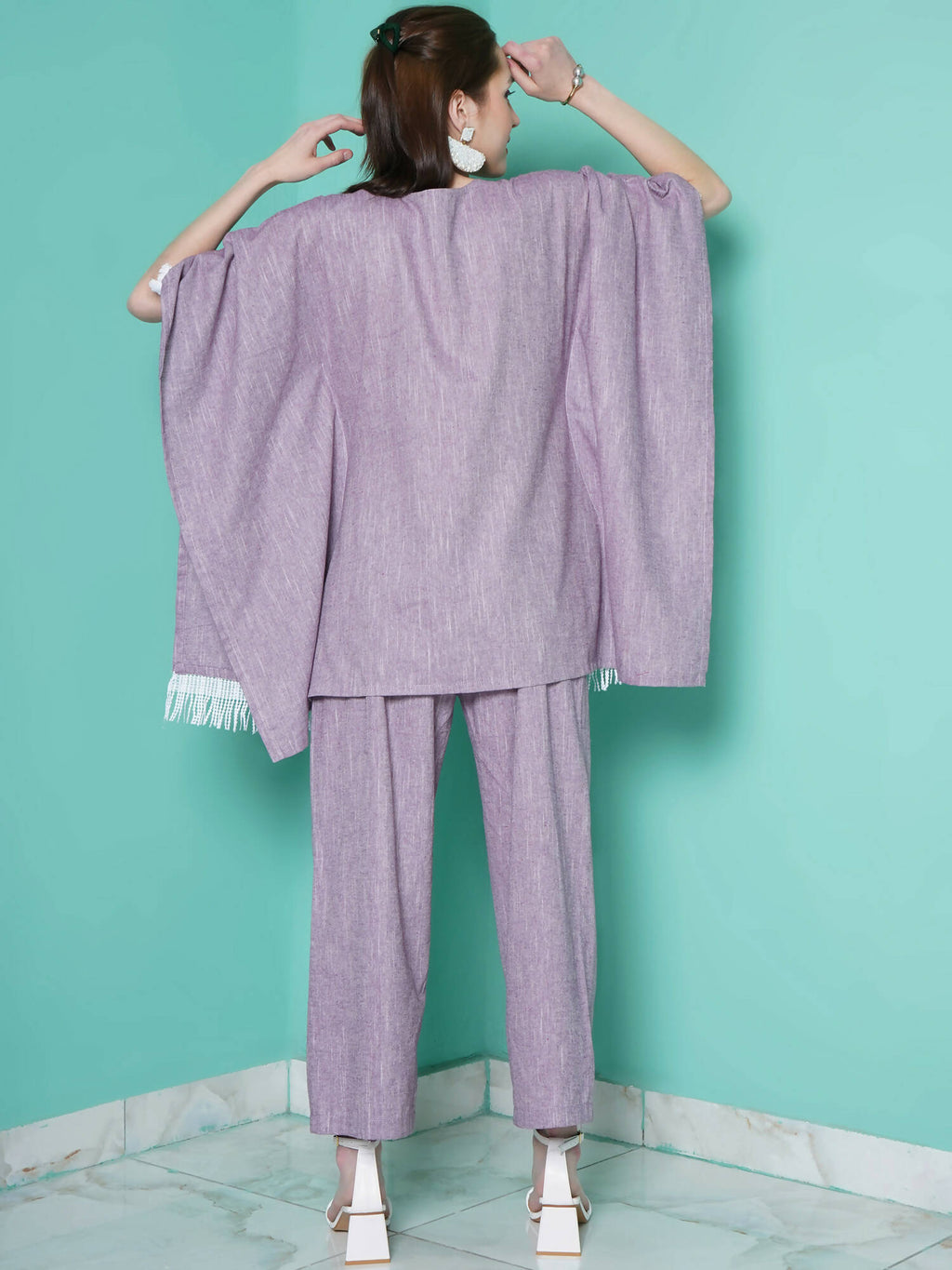 Women Republic Purple Cotton Kafttan With Palazzo - Distacart