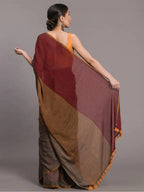 Suta Grey Maroon Colourblocked Pure Cotton Saree - Distacart