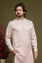 Raivat Ethnic Art Banarasi Silk Thread Work Kurta Pajama In Peach Colour