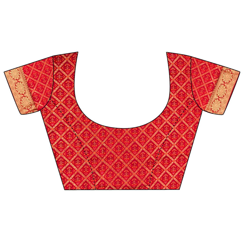 Joban Fashion Red Banarasi Cotton Silk Woven Saree - Distacart