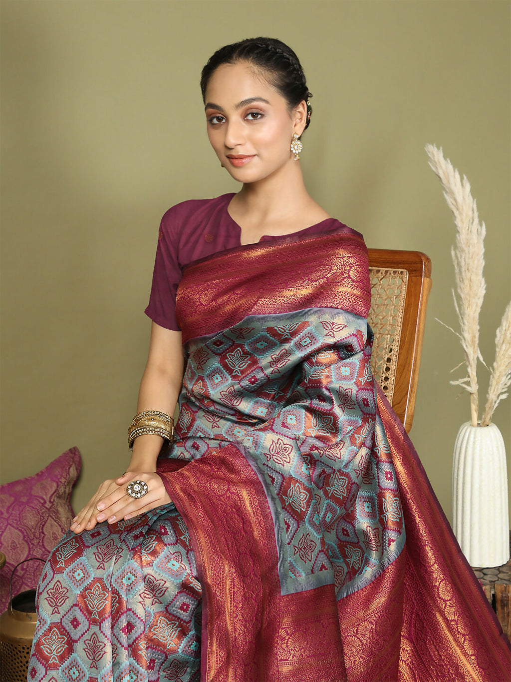 Shree Shyam Fashion Lichi Silk Teal Saree - Distacart