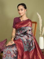 Shree Shyam Fashion Lichi Silk Teal Saree - Distacart