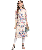 Vamika Cream French Crepe Printed Party Wear/Casual Wear Kurti - Distacart