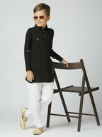 Joban Fashion Kids Island Full Sleeves Cotton Pathani Kurta and Pyjama Set - Black - Distacart
