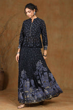 Juniper Women Black Georgette Printed Flared Lehenga Choli Sets - Distacart