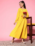 Ahalyaa Women's Traditional wear Ethnic Dress - Mustard - Distacart