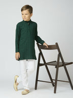 Joban Fashion Kids Island Full Sleeves Cotton Kurta and Pyjama Set with Sequin work - Green - Distacart