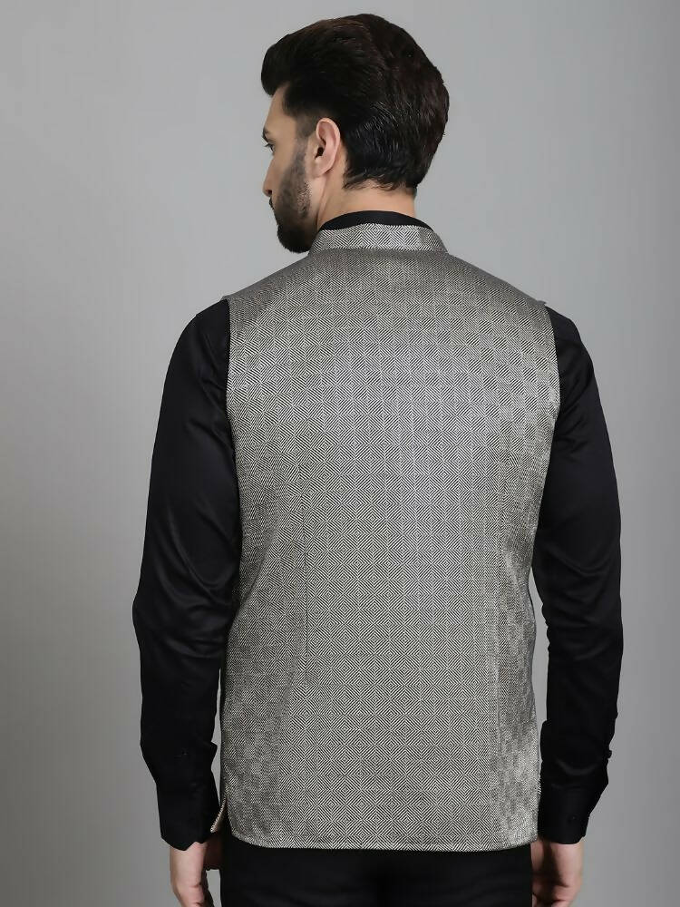 Even Apparels Nehru Jacket With Welt Pockets - Grey