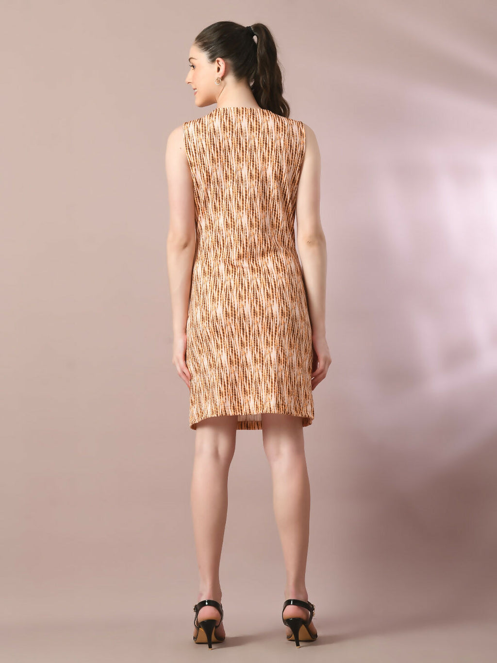 Myshka Women's Multi Printed Cowl Neck Bodycon Party Dress - Distacart