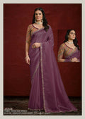 Mustard Crush Paper Silk Sequence with Handwork Saree with Stitched Blouse - Mohmanthan Aaina