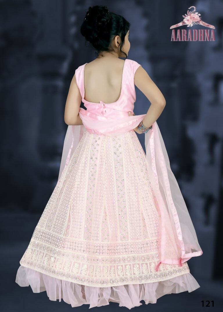 Wedding Designer Dark pink Net Kidswear Lahenga - Aaradhna