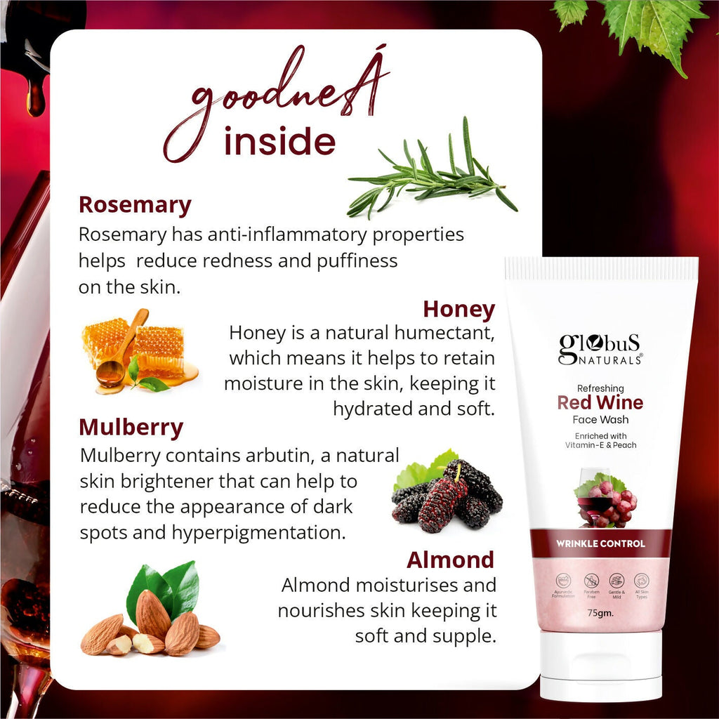 Globus Naturals Red Wine Hydrating Face Wash - Distacart