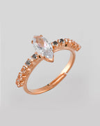 VOJ white CZ-detail Stainless Steel Cubic Zirconia Gold-Polished adjustable finger Ring