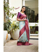 DEIANA'S Beautiful Designer Golden zari Soft Lichi Silk Saree - C Green