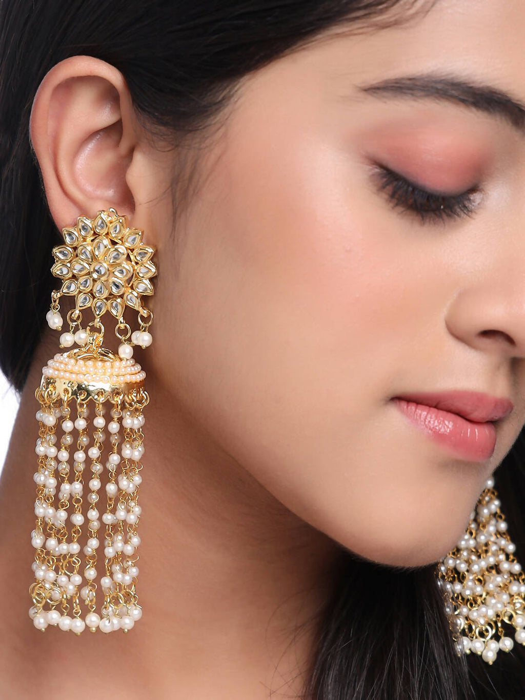 NVR Women Gold-Plated Contemporary Jhumkas Earrings - Distacart