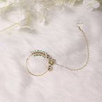 Gold-Plated White Kundan Studded Pearl Beaded Nose Pin - Ruby Raang - Distacart