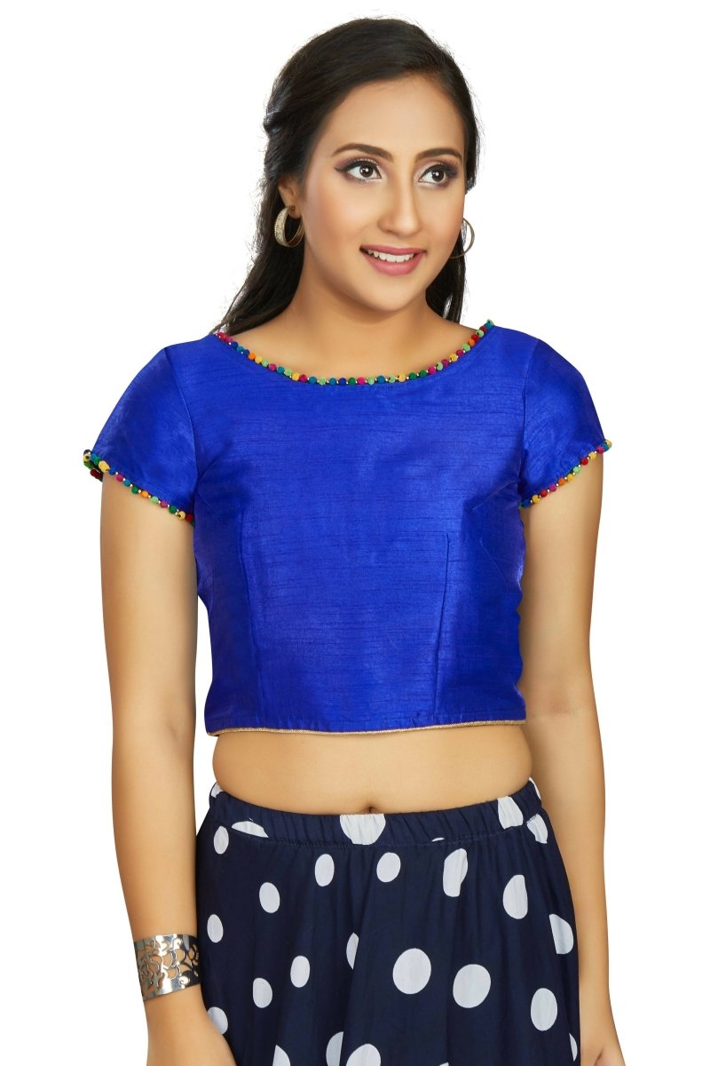 Aastha Fashion Women's Blue Art Silk Designer Party Wear Readymade Blouse