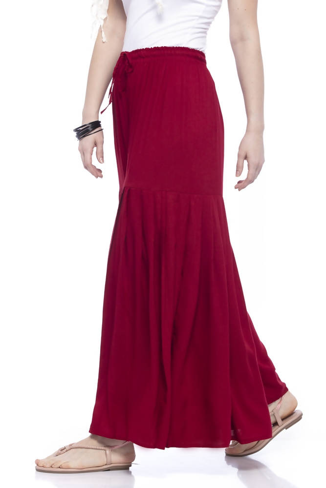 Mominos Fashion Reyon Cotton Maroon Palazzo - Distacart