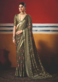 Joban Fashion Green Dull Moss Brasso Saree - Distacart