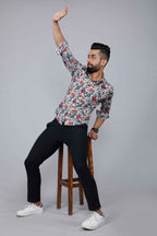 Miravan Men's Multi-Colour Floral Print Partywear Shirt