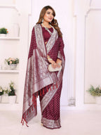 Aastha Fashion Wine Georgette Silk Zari Weaving Saree - Distacart