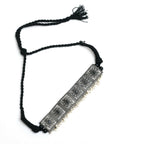 Mominos Fashion Johar Kamal Statement Silver-Plated Brass Finish Kundan/Pearls Choker For Women (Black) - Distacart