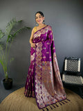 Joban Fashion Meenakari Magenta Woven Soft Silk Saree - Distacart