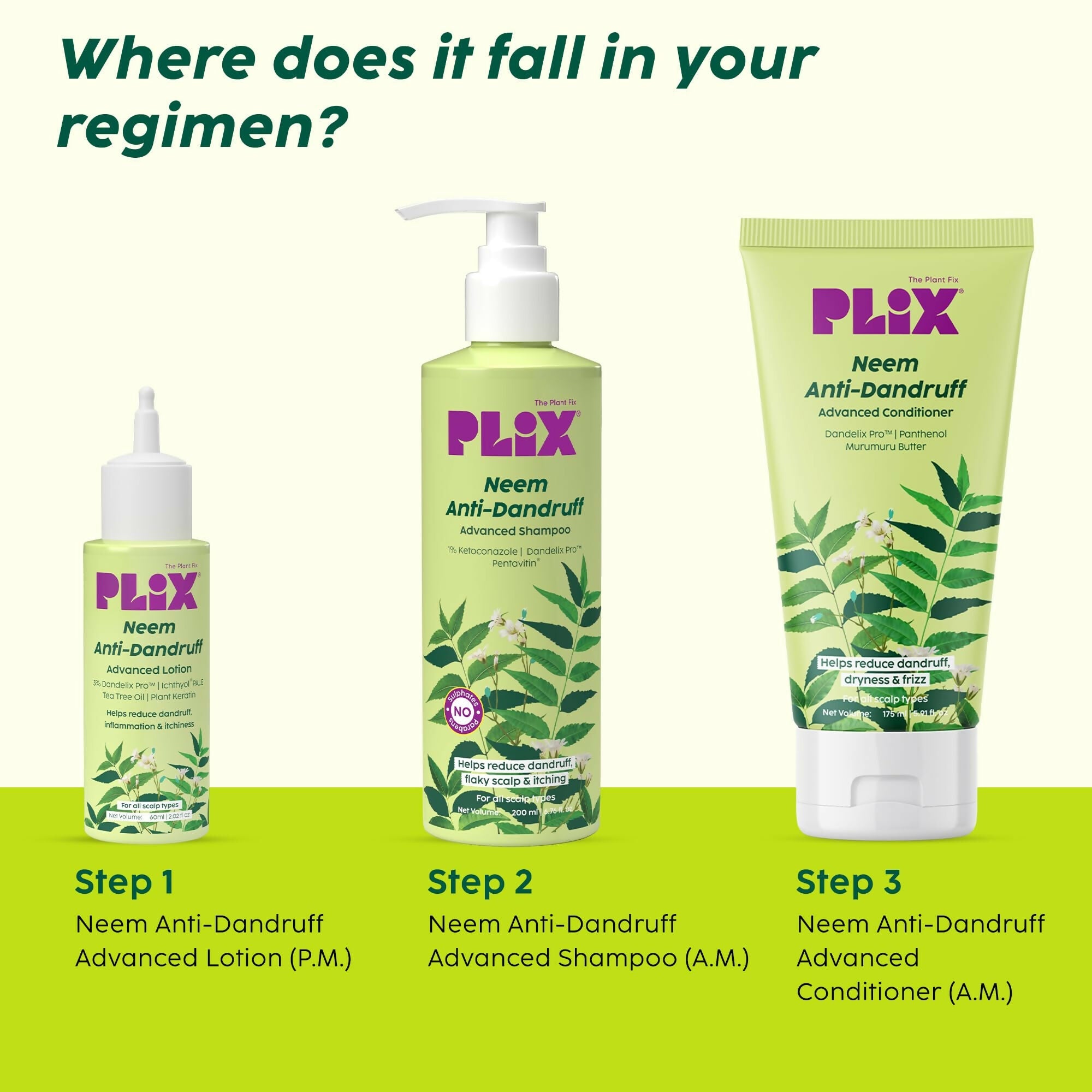 PLIX The Plant Fix Neem Anti-Dandruff Advanced Lotion Reduce Dandruff, Itching & Irritation