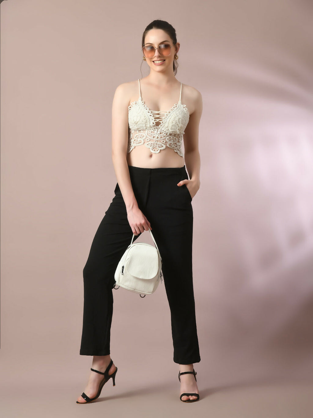 Myshka Women'sBlack Solid Party Straight Trousers