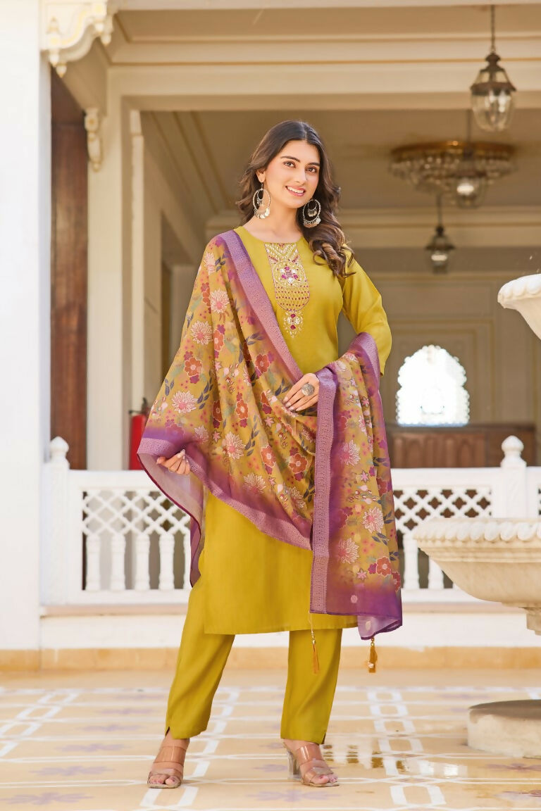 Festive Wear Ethnic Yellow vetigun Stitched Suit With Dupatta - Nisha