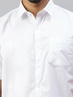 Ramraj Cotton Mens Half Sleeve Formal Poly Cotton White Shirt